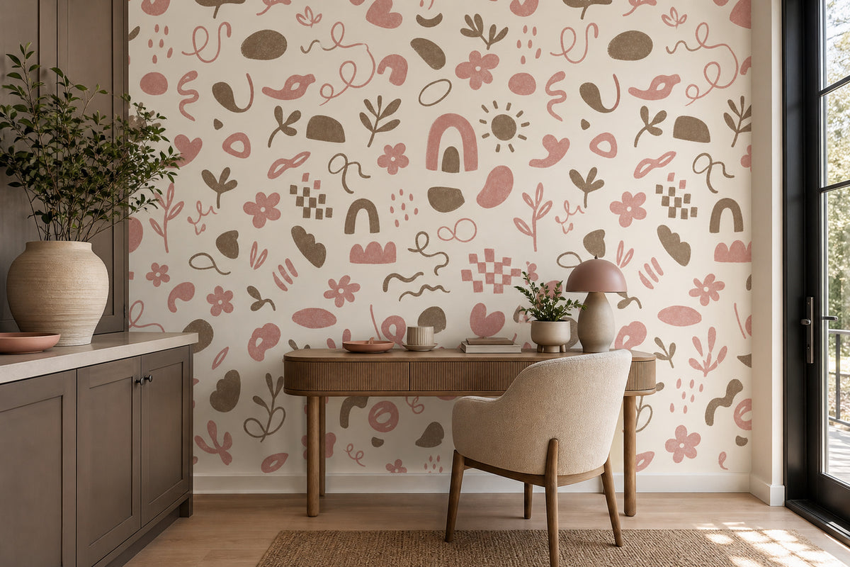 Rose Doodle Wallpaper Mural product view