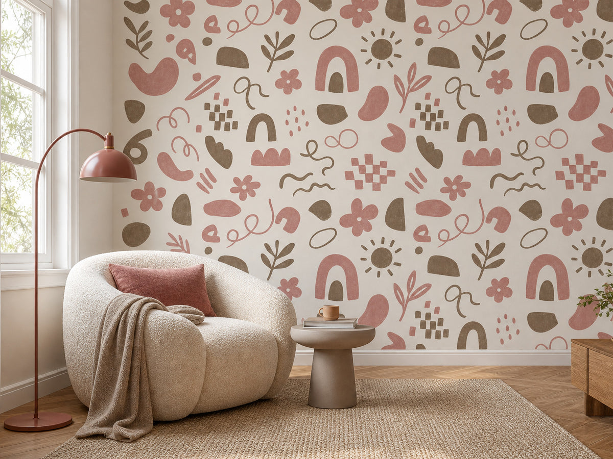 Rose Doodle Wallpaper Mural product view