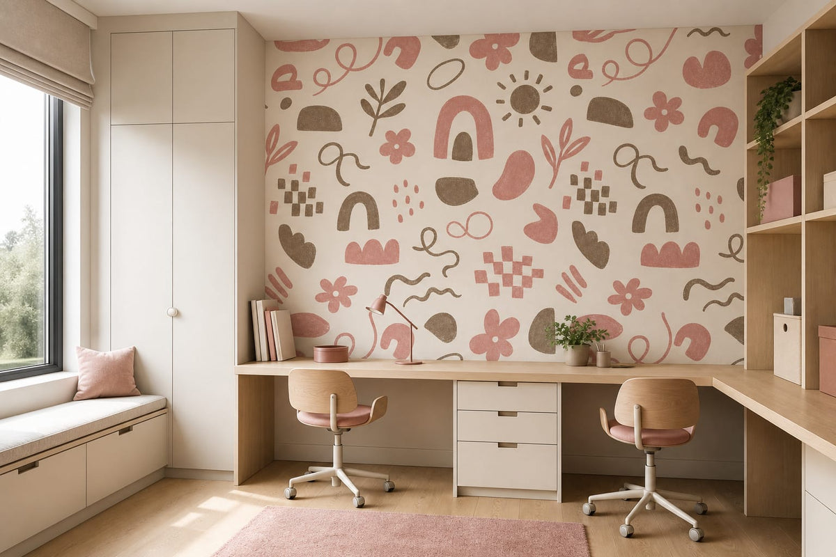 Rose Doodle Wallpaper Mural product view