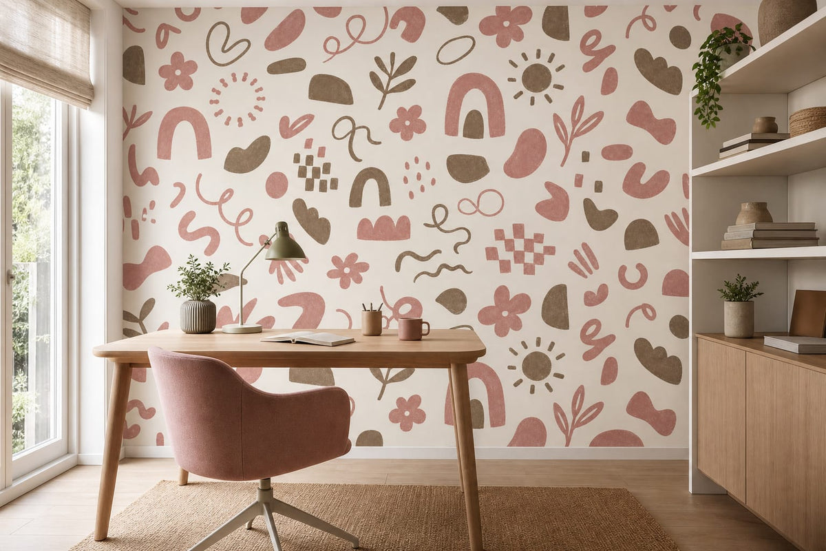 Rose Doodle Wallpaper Mural product view