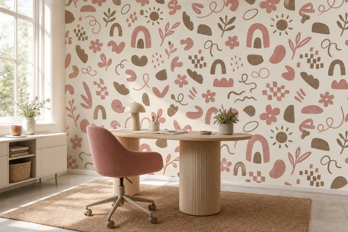 Rose Doodle Wallpaper Mural product view