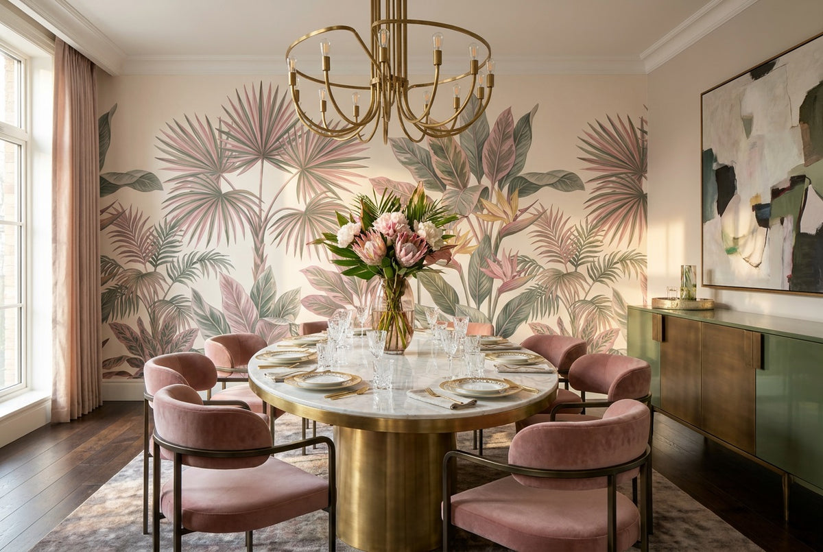 rose fan palms wallpaper mural custom self adhesive dining removable non woven vinyl