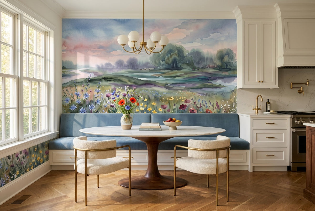rose meadow kitchen custom peel and stick non woven vinyl removable wallpaper mural