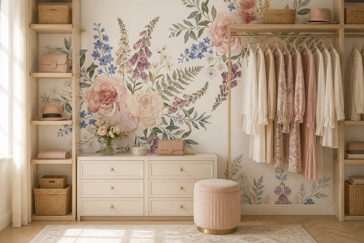 rose vintage jungle wallpaper closet custom peel and stick non woven vinyl removable
