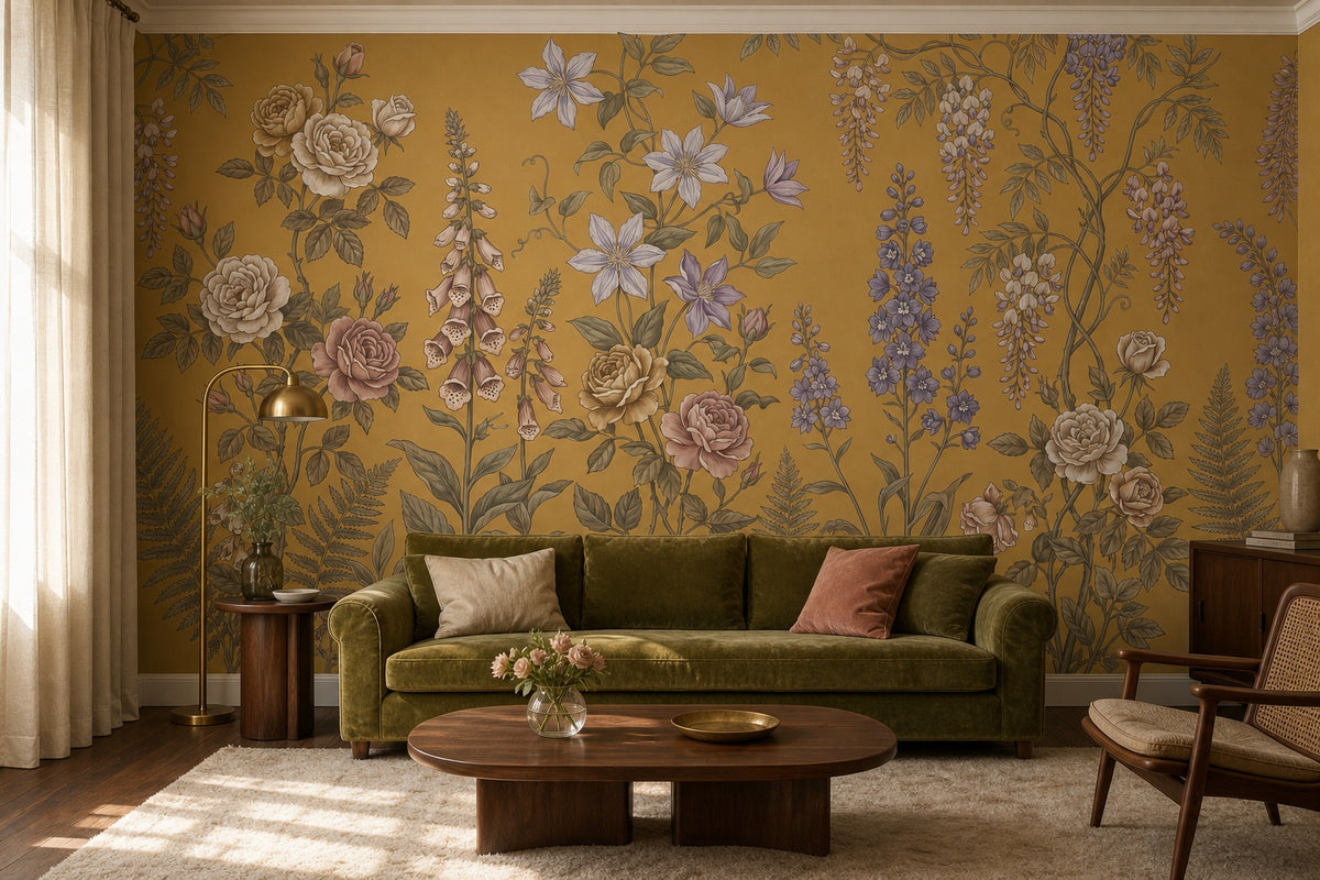 rose vintage jungle wallpaper living custom peel and stick non woven vinyl removable