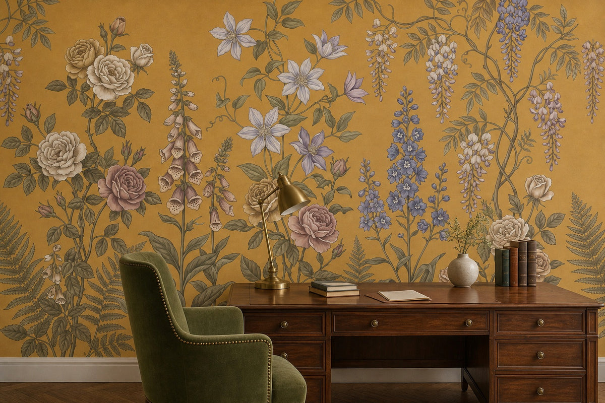 rose vintage jungle wallpaper office custom peel and stick non woven vinyl removable