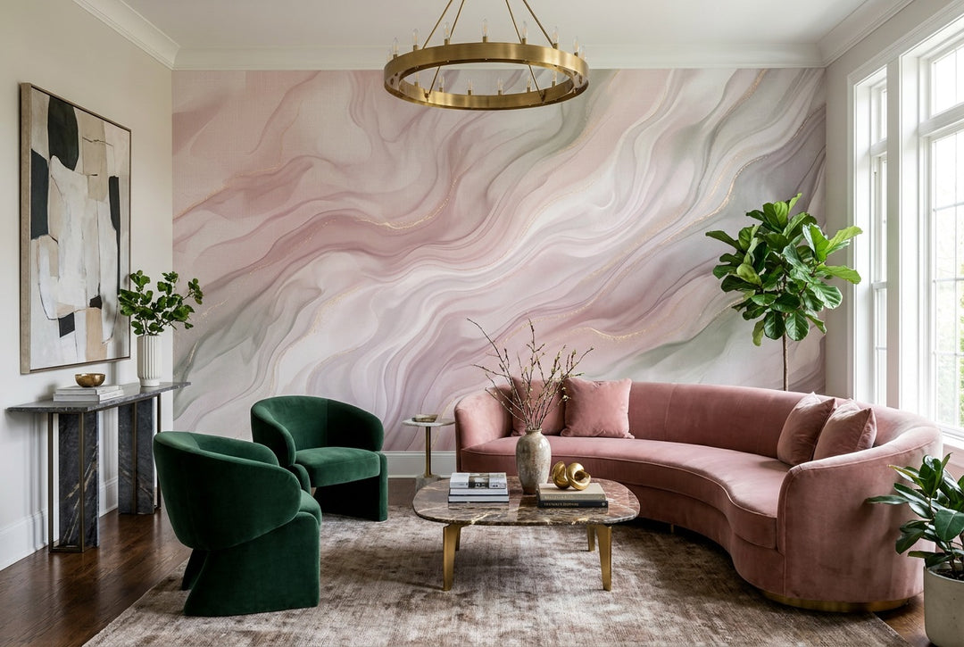 rose waves wallpaper mural custom peel and stick living room removable non woven vinyl