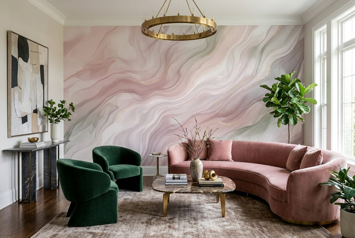 rose waves wallpaper mural custom peel and stick living room removable non woven vinyl