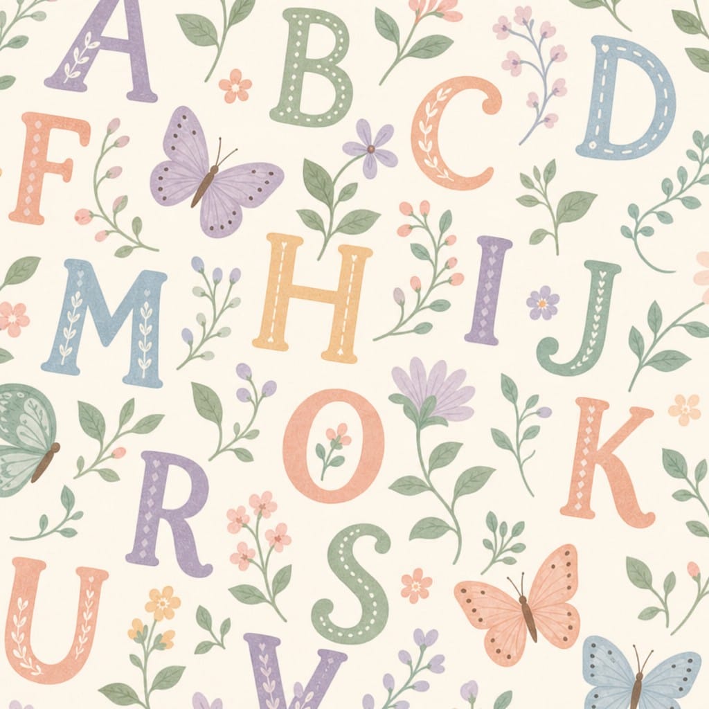 Sage Alphabet Wallpaper Mural product view