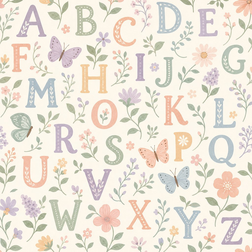 Sage Alphabet Wallpaper Mural product view