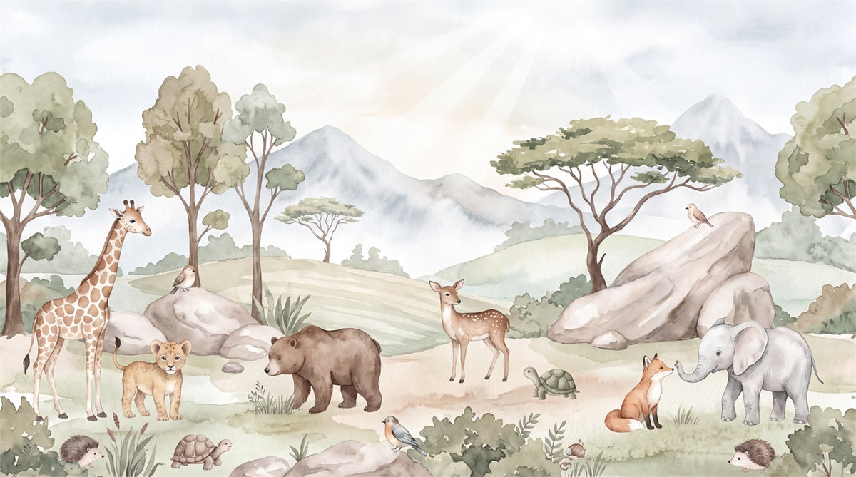 sage animals wallpaper mural custom self adhesive wall removable non woven vinyl main