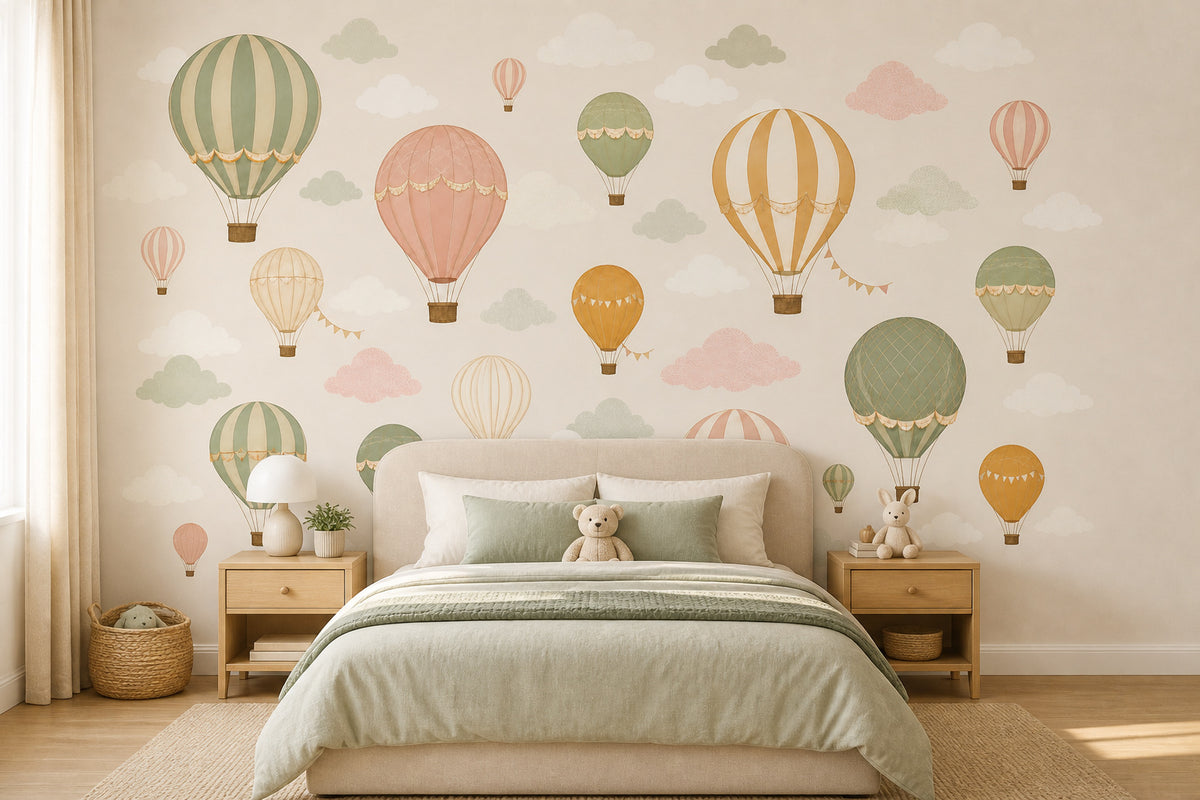 Sage Balloon Wallpaper Mural product view