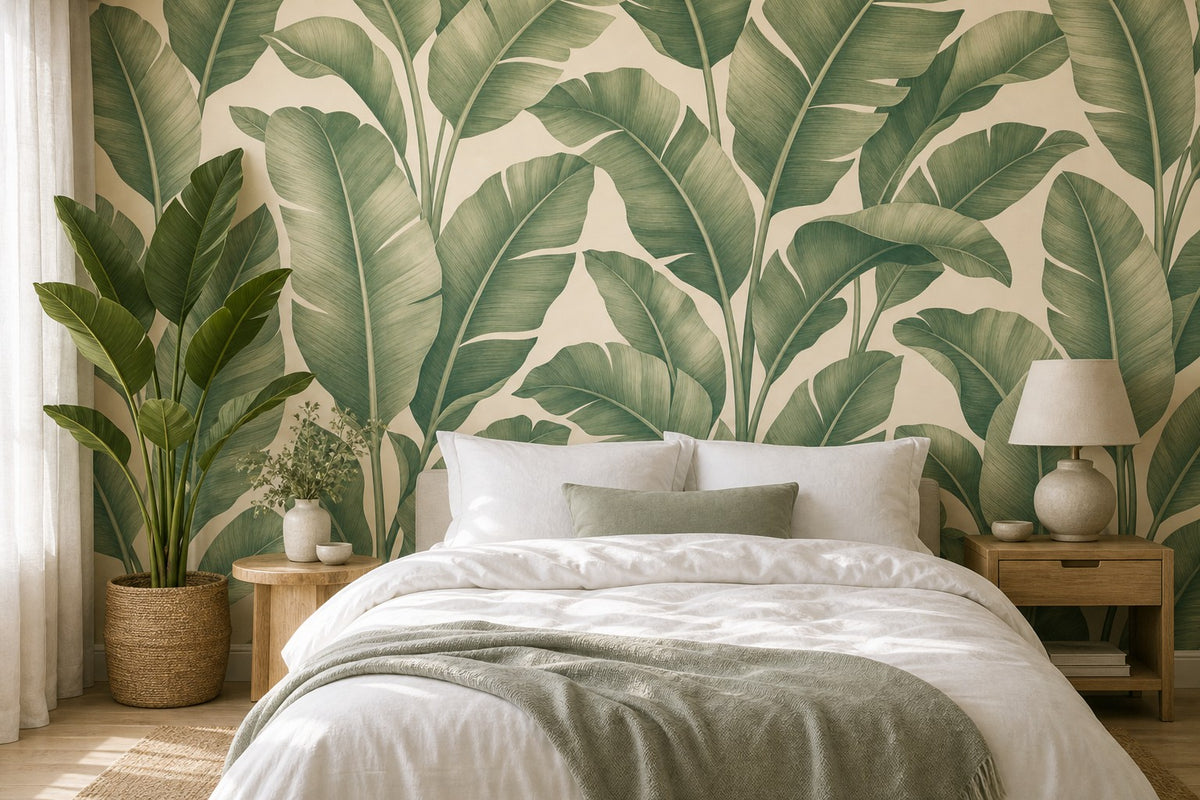Sage Banana Leaf Wallpaper Mural product view