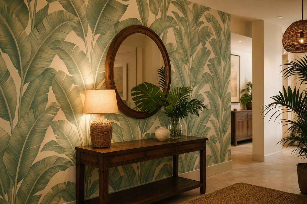 Sage Banana Leaf Wallpaper Mural product view