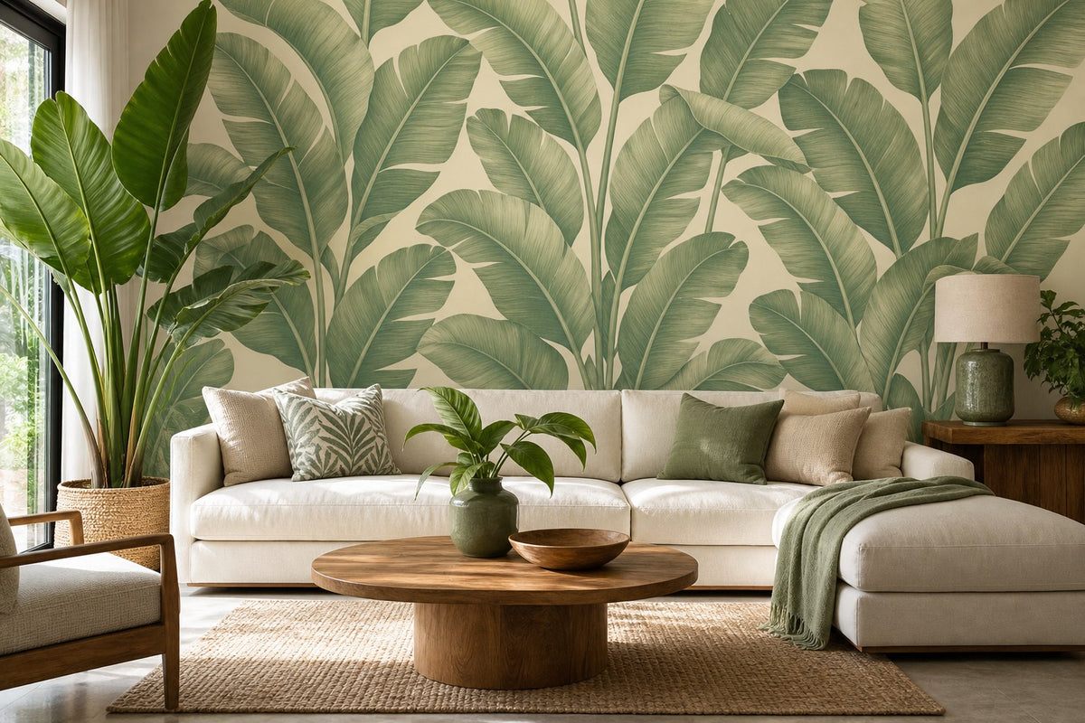 Sage Banana Leaf Wallpaper Mural product view