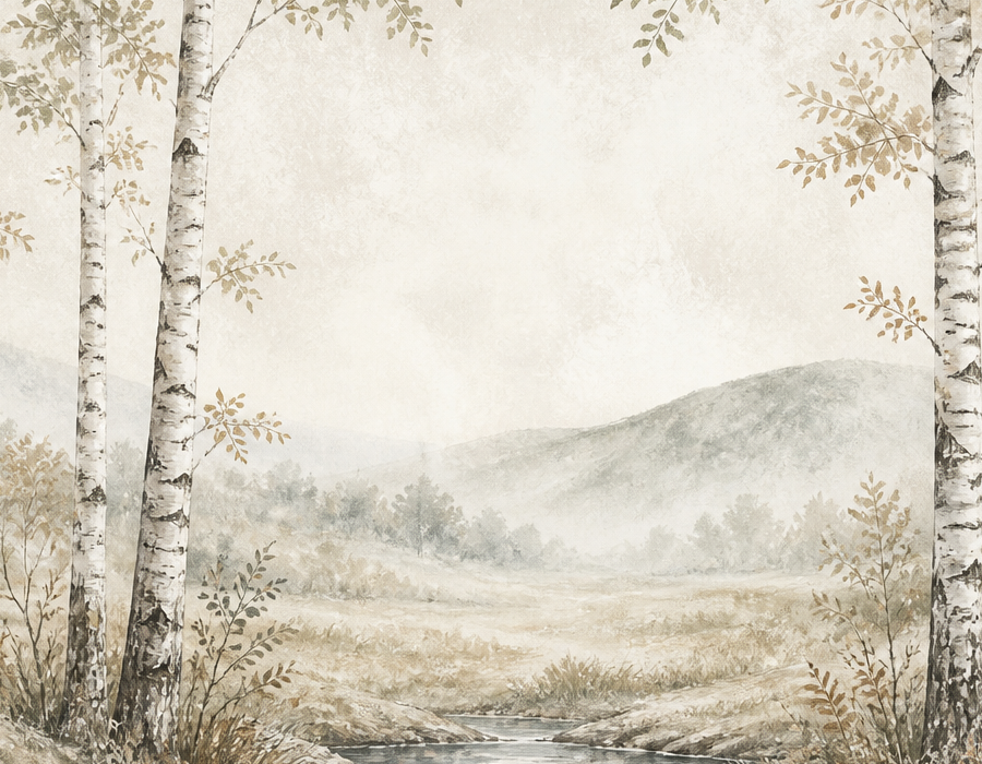 Sage Birch Wallpaper Mural product view