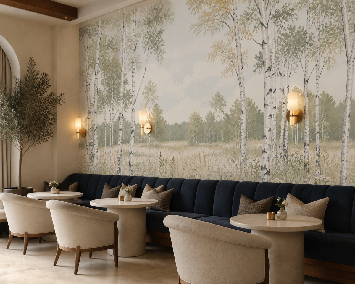 Sage Birch Wallpaper Mural product view