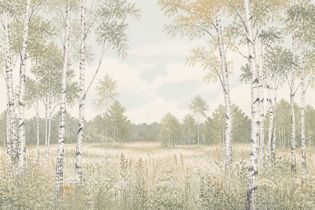 Sage Birch Wallpaper Mural product view