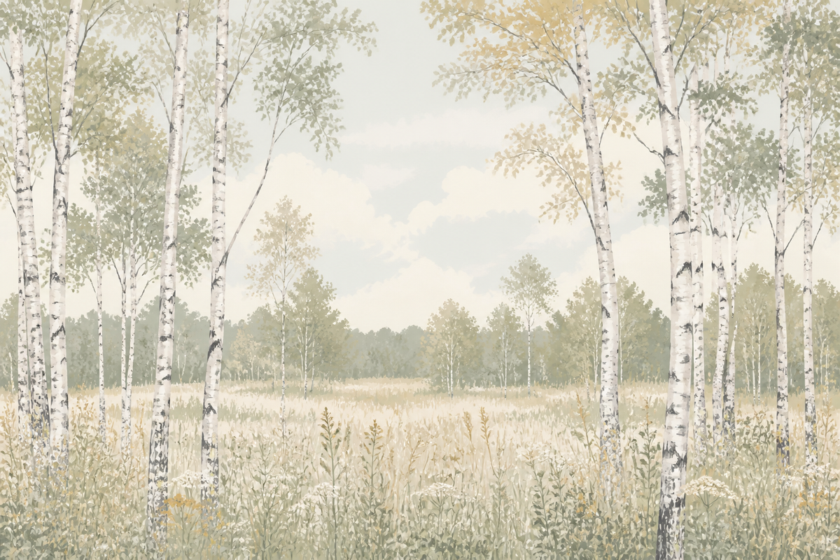 Sage Birch Wallpaper Mural product view