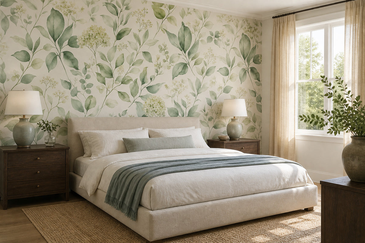 Sage Botanical Wallpaper Mural product view