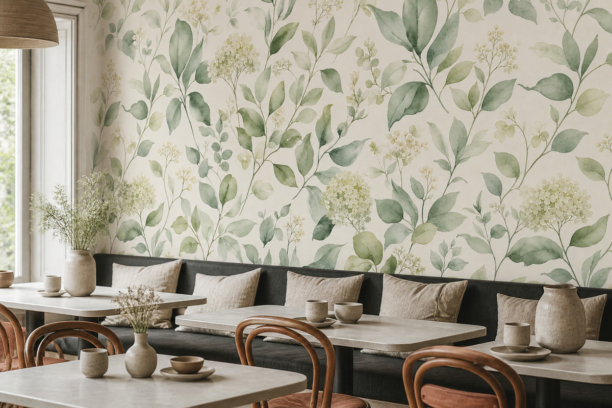 Sage Botanical Wallpaper Mural product view