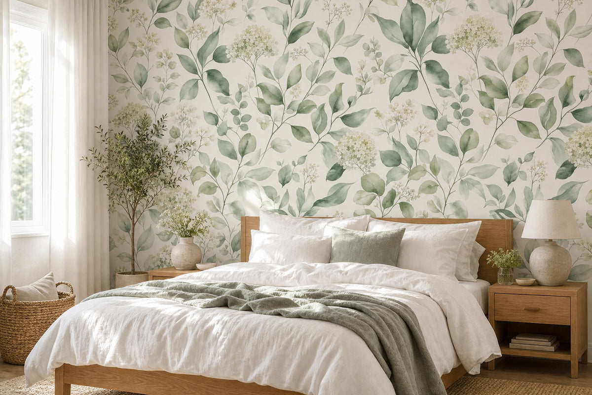 Sage Botanical Wallpaper Mural product view
