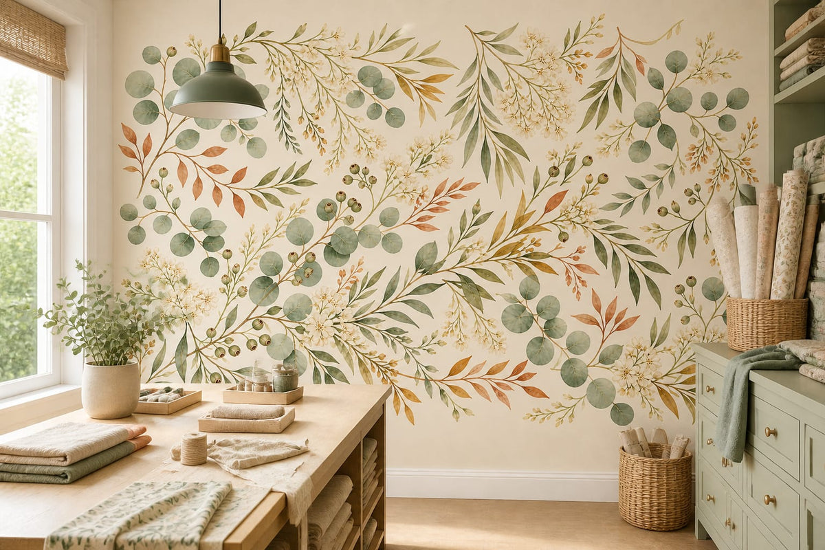 Sage Botanical Wallpaper Mural product view
