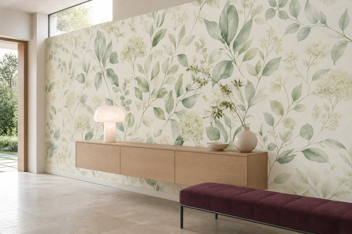 Sage Botanical Wallpaper Mural product view