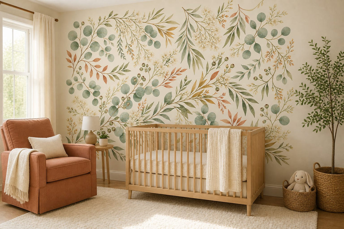 Sage Botanical Wallpaper Mural product view
