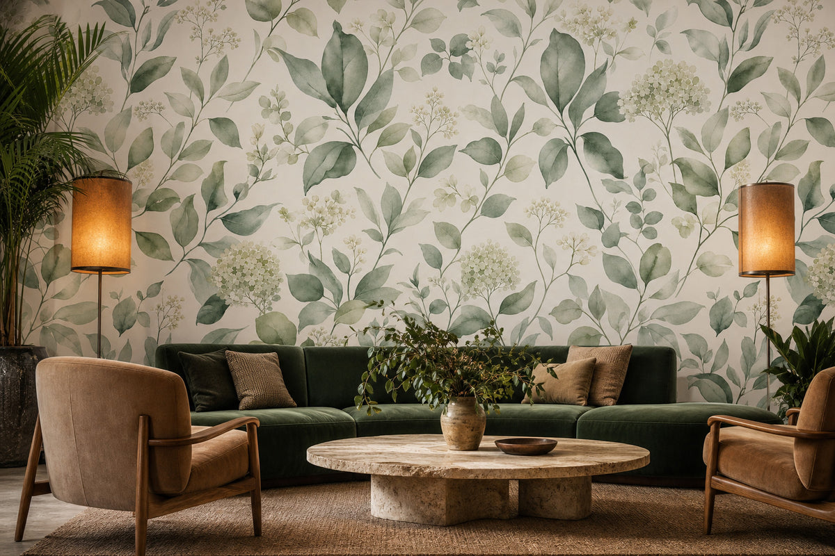 Sage Botanical Wallpaper Mural product view