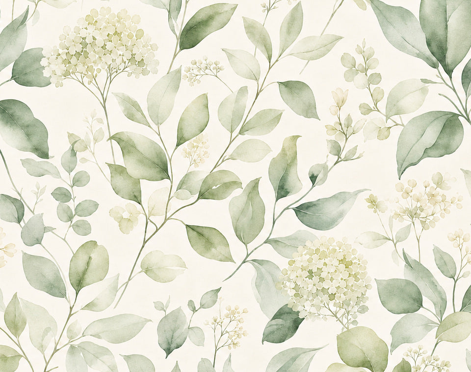 Sage Botanical Wallpaper Mural product view
