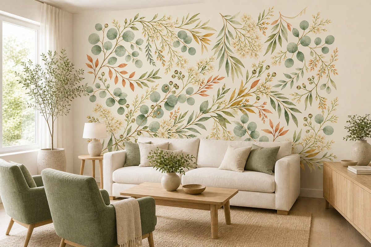 Sage Botanical Wallpaper Mural product view