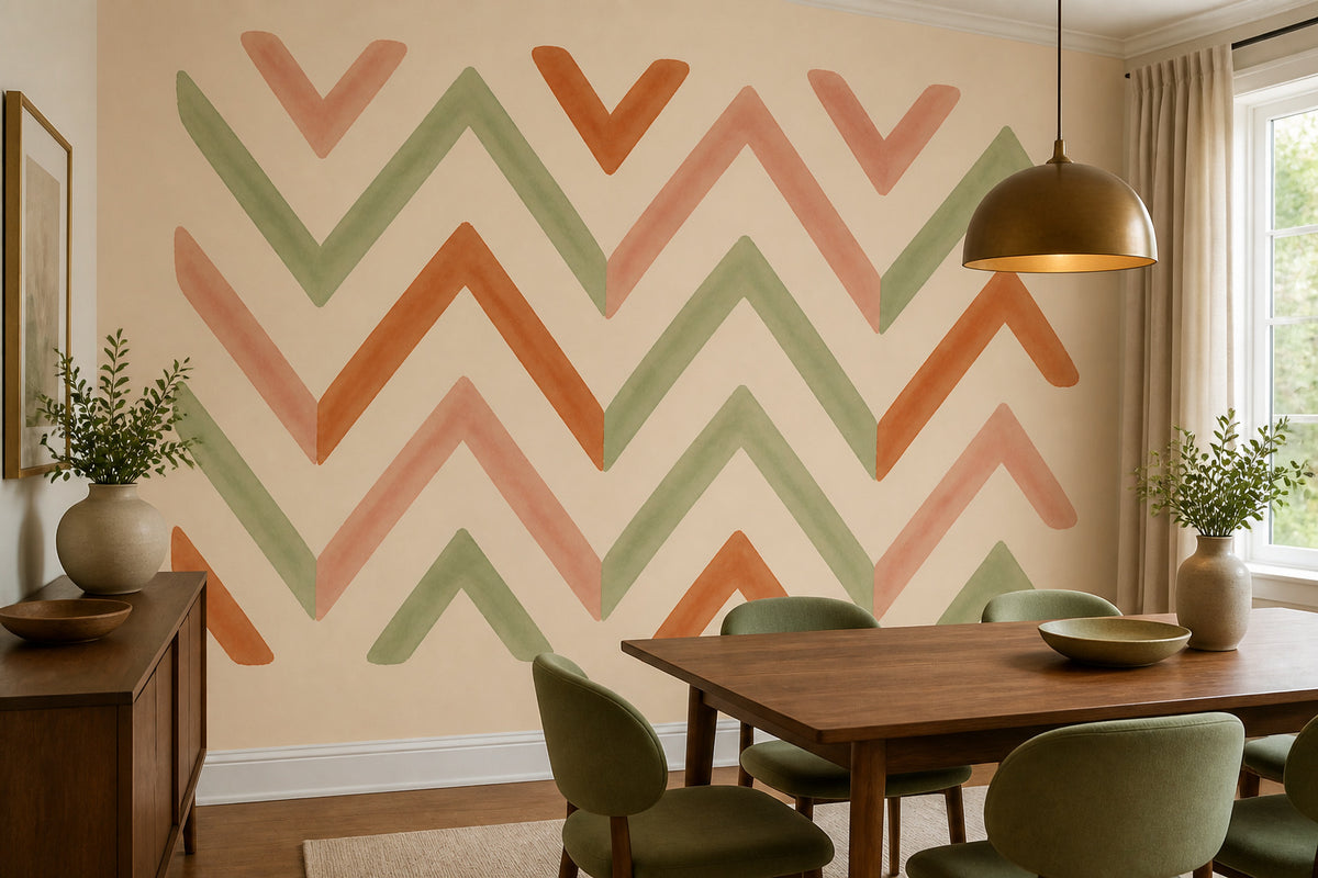 Sage Chevron Wallpaper Mural product view