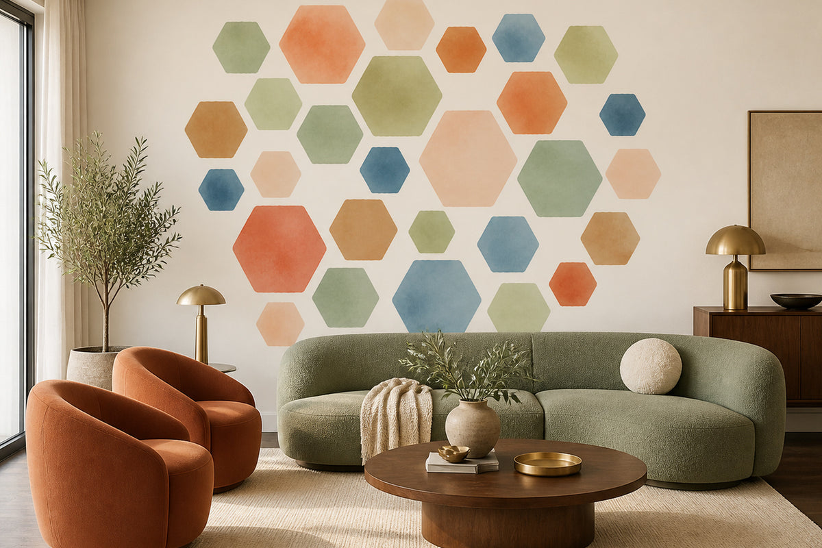 Sage Hexagon Wallpaper Mural product view