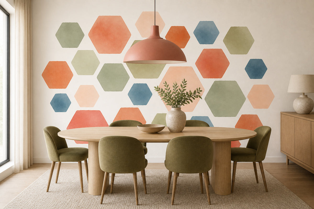 Sage Hexagon Wallpaper Mural product view