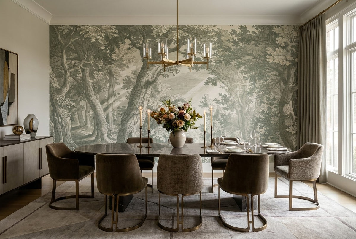 sage dining forest sunset wallpaper mural custom stick on non woven vinyl removable