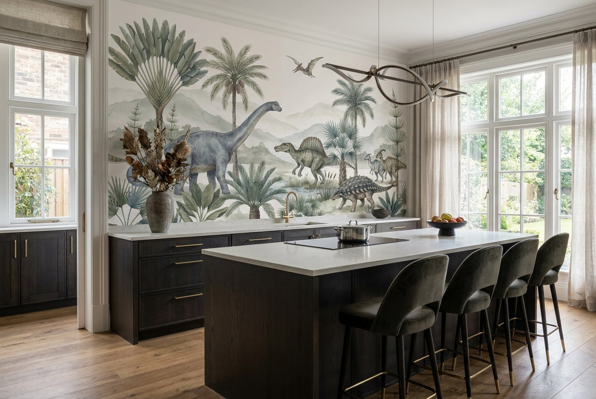 sage dinosaur kitchen custom self adhesive non woven vinyl removable wallpaper mural