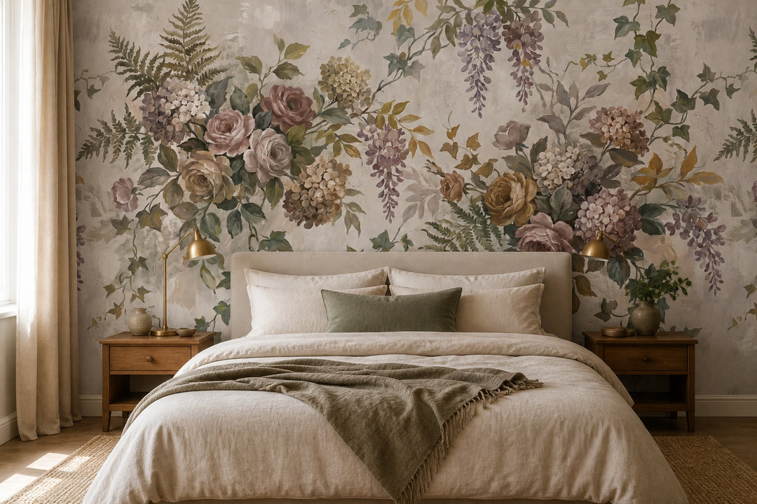 sage flower vintage jungle wallpaper bedroom custom stick on non woven vinyl removable