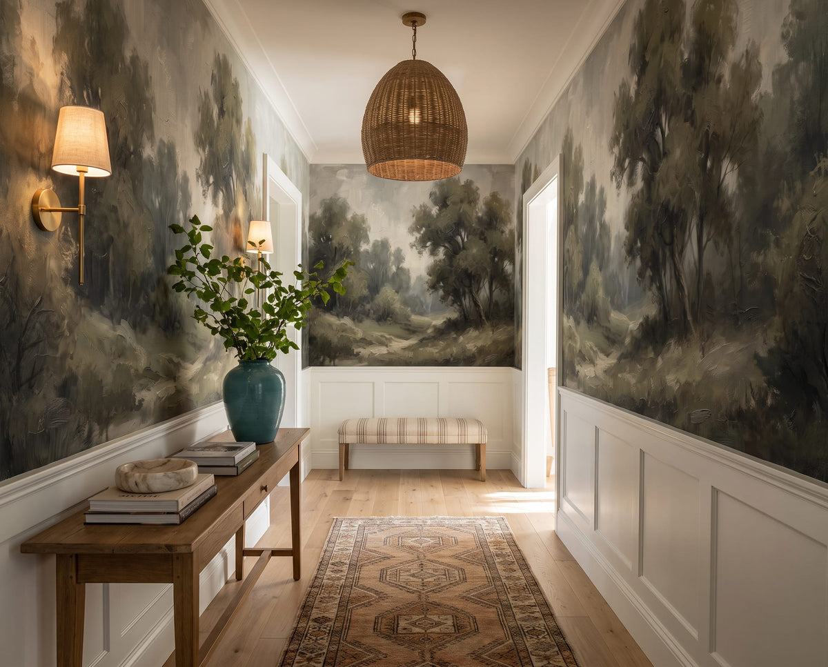 Misty Woodland Landscape Mural Wallpaper