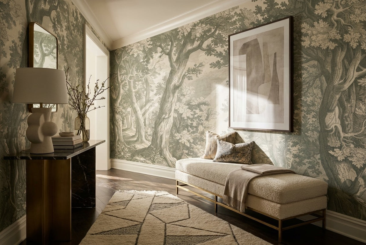 sage hall forest sunset wallpaper mural custom stick on non woven vinyl removable