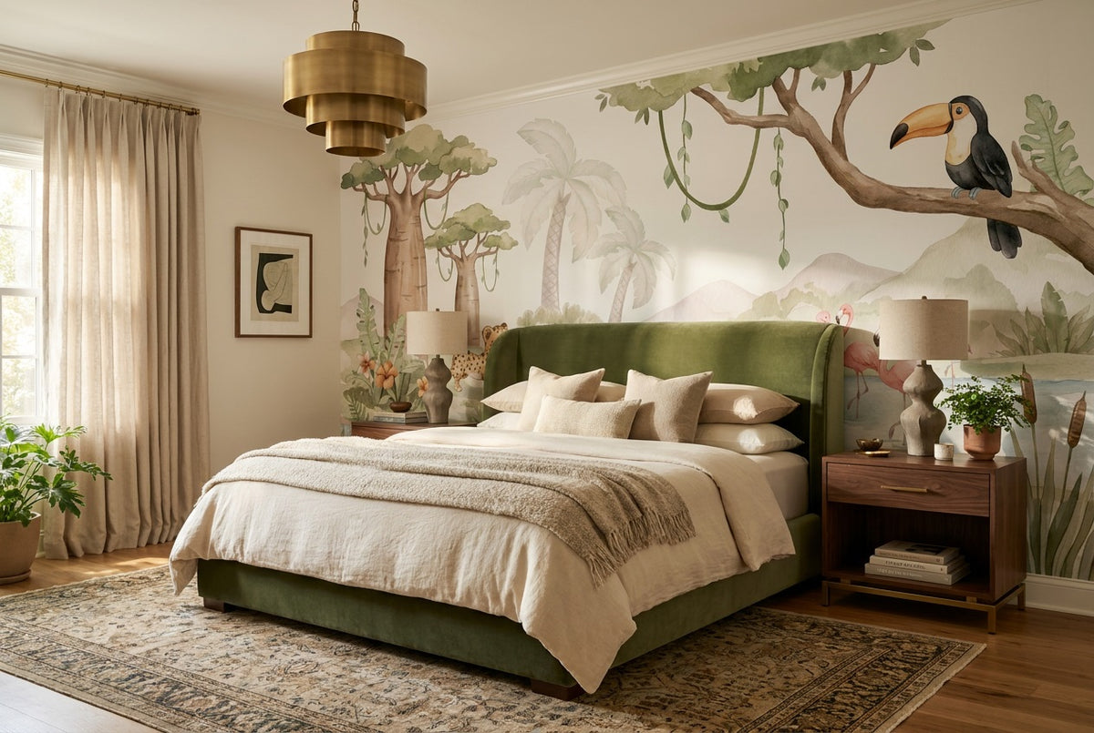 sage hippo wallpaper mural custom peel and stick bedroom removable non woven vinyl