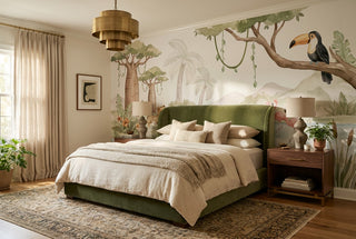 Light Sage Riverbank Animals Wallpaper Mural