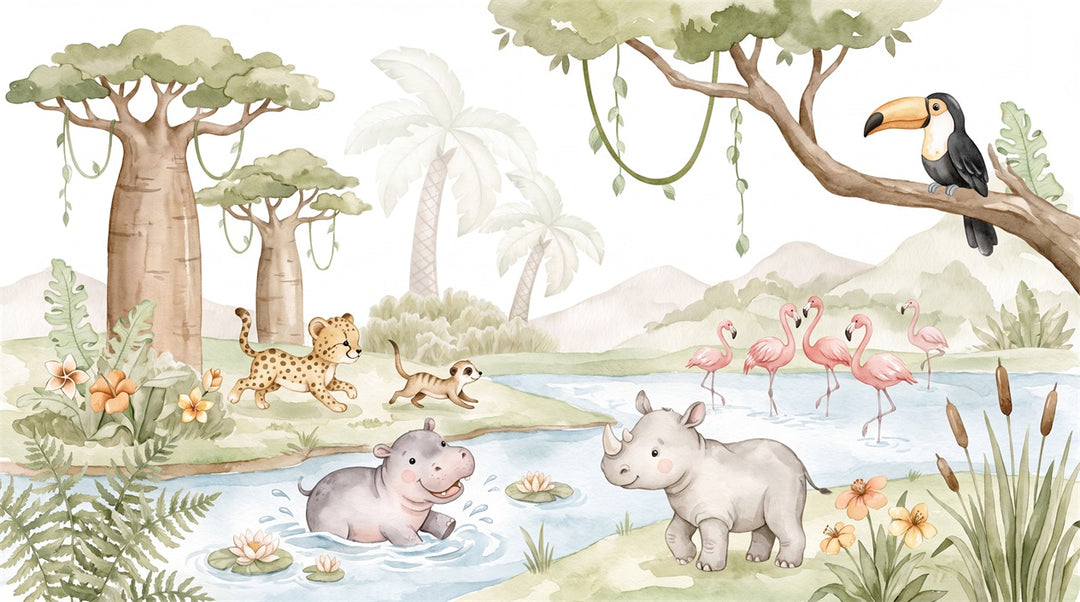 sage hippo wallpaper mural custom peel and stick wall removable non woven vinyl main