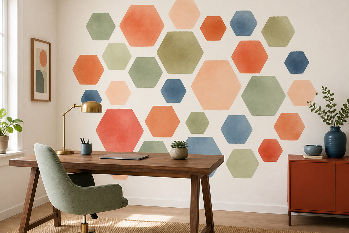 Sage Hexagon Wallpaper Mural product view