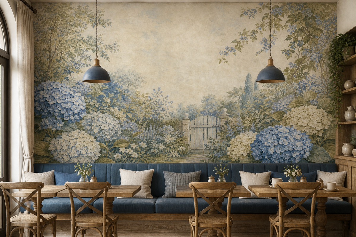 Sage Hydrangea Wallpaper Mural product view