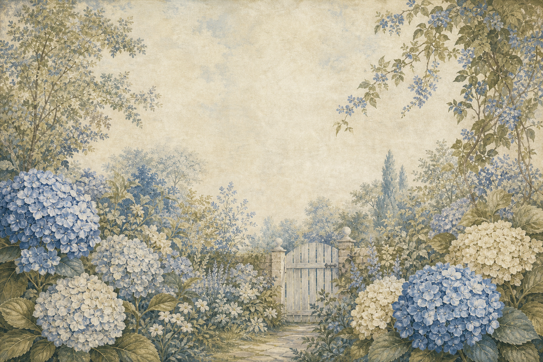 Sage Hydrangea Wallpaper Mural product view