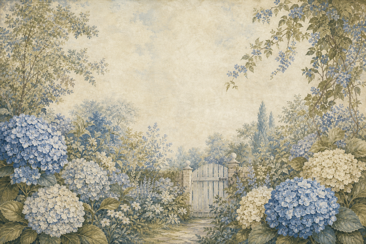 Sage Hydrangea Wallpaper Mural product view