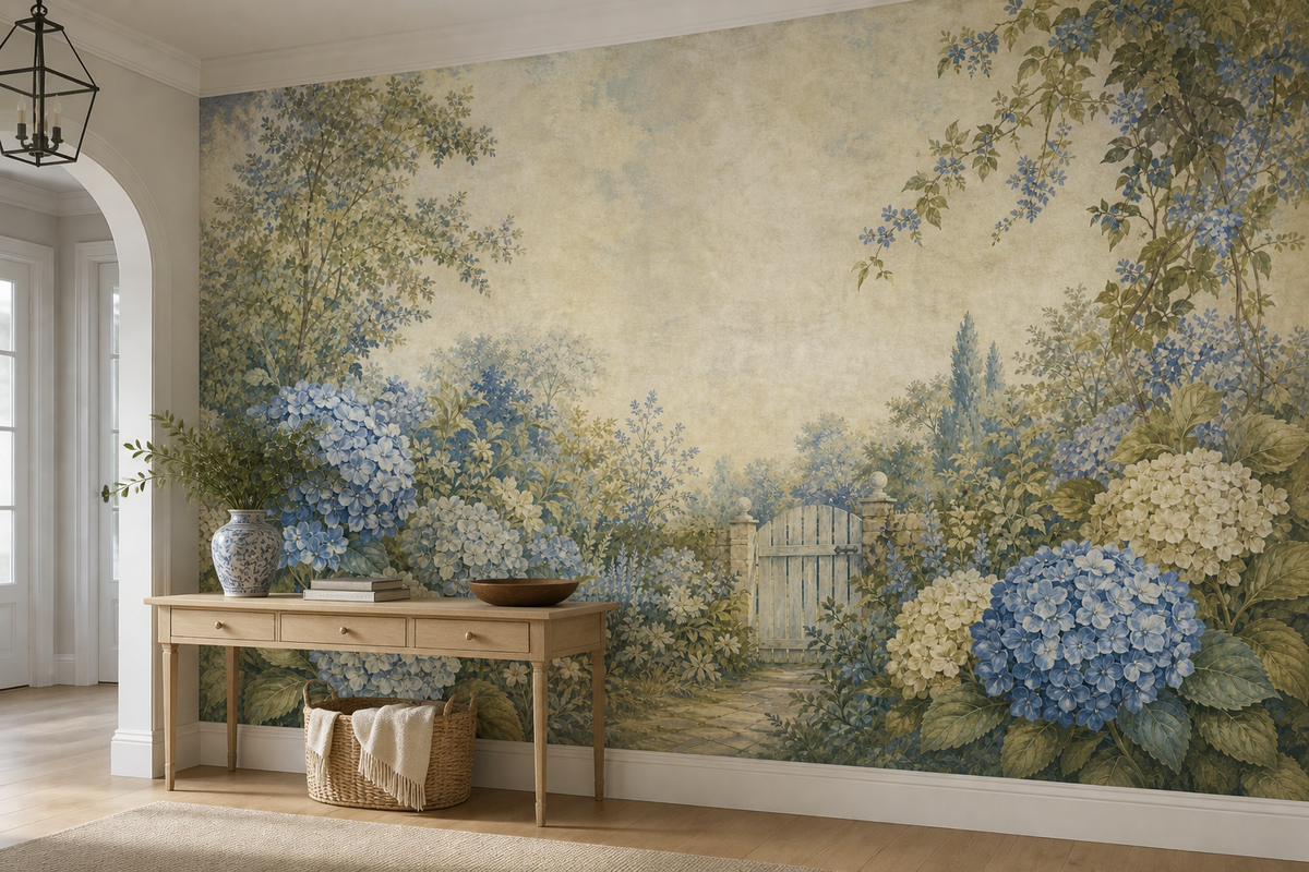 Sage Hydrangea Wallpaper Mural product view