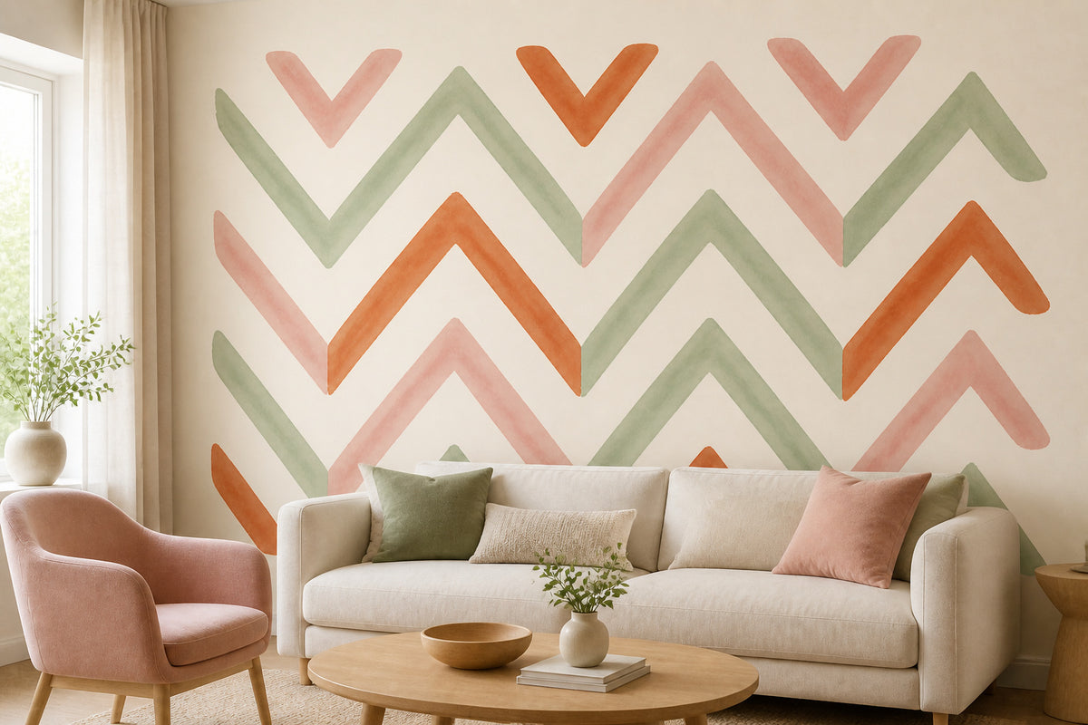 Sage Chevron Wallpaper Mural product view