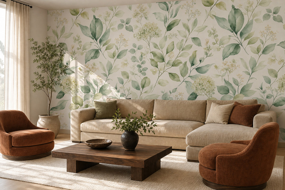 Sage Botanical Wallpaper Mural product view